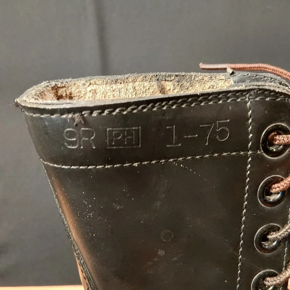 Vintage 1975 Ro-Search US Military Combat Boots Black Leather Mens 9 R 1-75